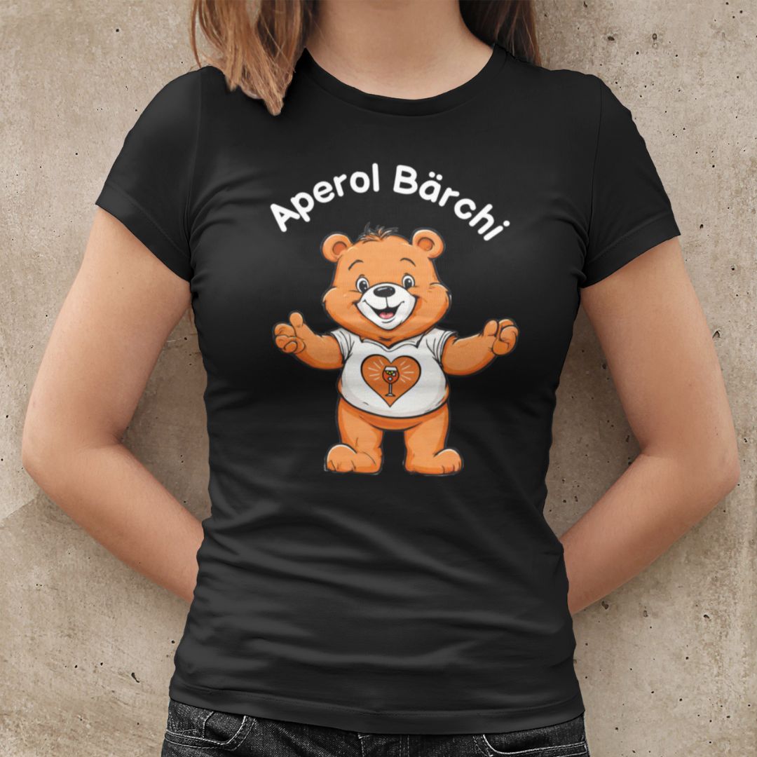 Glücksbärchi Tshirt Frau Aperol Bärchi schwarz
