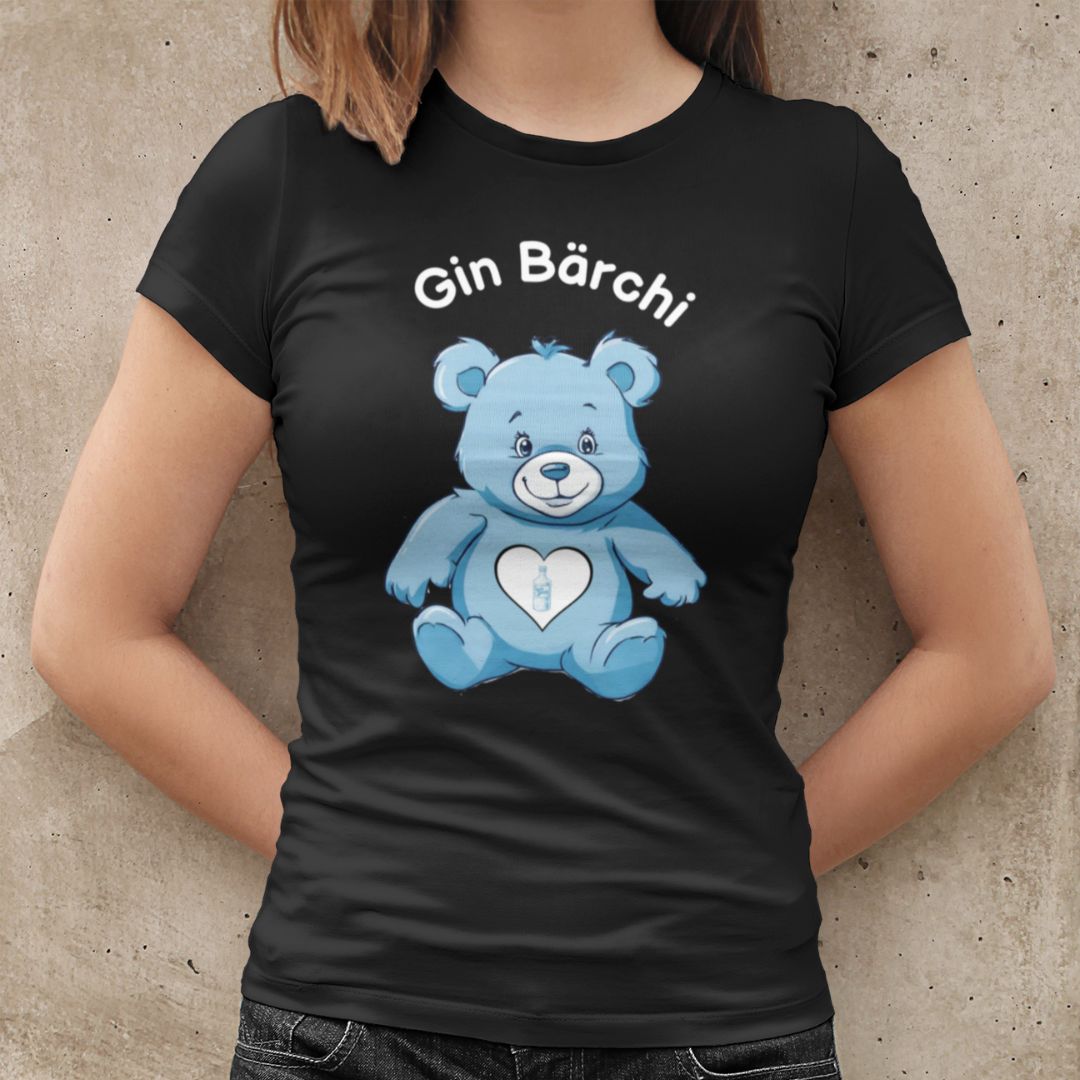 Glücksbärchi Tshirt Frau Gin Bärchi schwarz