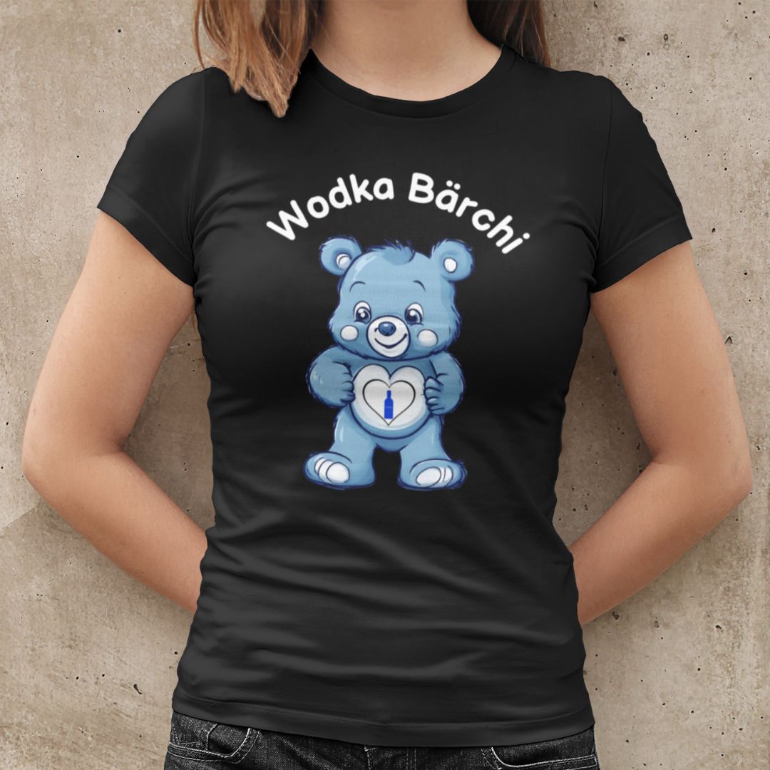 Glücksbärchi Tshirt Frau Wodka Bärchi schwarz