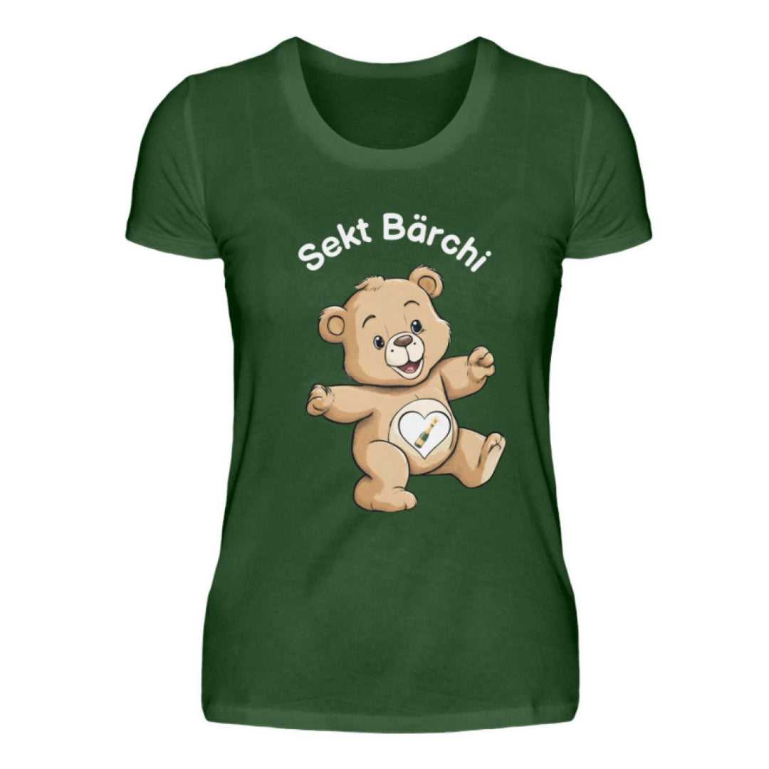 Glücksbärchi Tshirt Frau Sekt Bärchi grün