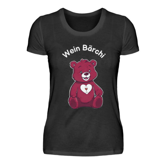 Glücksbärchi Tshirt Frau Wein Bärchi schwarz