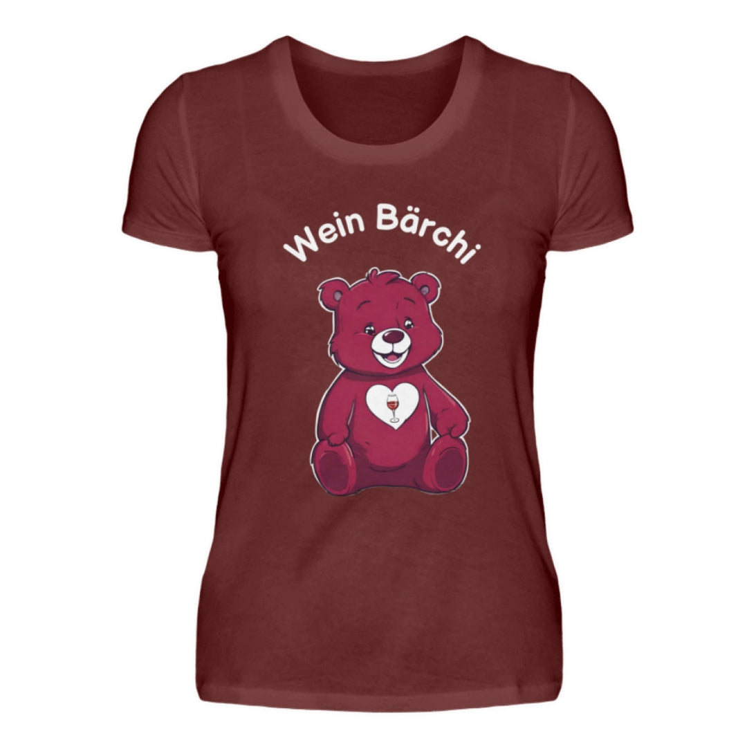 Glücksbärchi Tshirt Frau Wein Bärchi weinrot