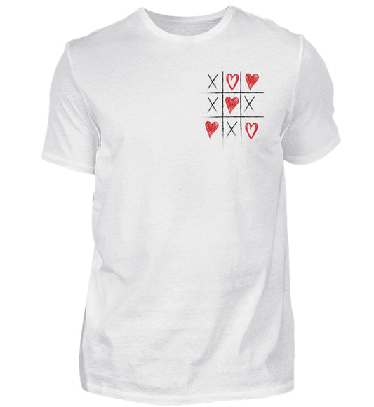 Visualmotivation - Männer Premium Shirt - Motiv: Tic Tac Toe, Liebe gewinnt - Shirtfarbe: Weiss