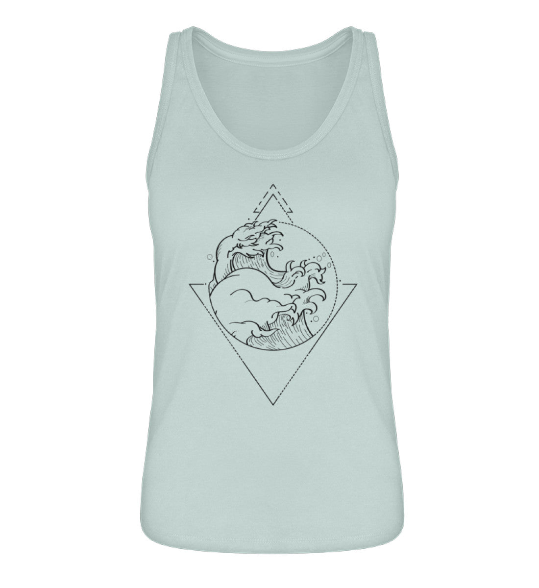 VISUALMOTIVATION - Organic Frauen Tanktop ST/ST - Motiv: Wellen und Dreiecke. Shirtfarbe: Caribbean Blue-7033