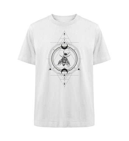 Visualmotviation - Unisex Freestyler Heavy Oversized T-Shirt aus 100% Bio-Baumwolle mit Linart-Motiv und Biene. Shirtfarbe: White-3