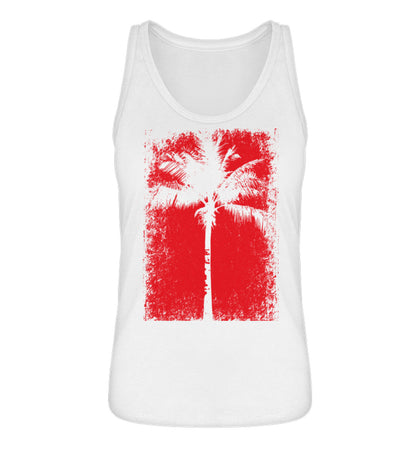 VISUALMOTIVATION - Organic Frauen Tanktop ST/ST - Motiv auf der Vorderseite: Palme auf roten Hintergrund. Topfarbe: weiss