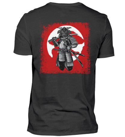 Visualmotivation - Männer Premium Shirt - Motiv: Samurai auf rotem Hintergrund - Shirtfarbe: schwarz