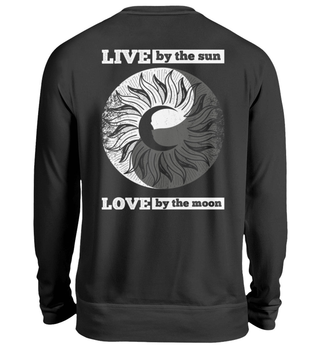 Visualmotivation Sweatshirt LIVE by the sun, LOVE by the moon, yin yang - schwarz