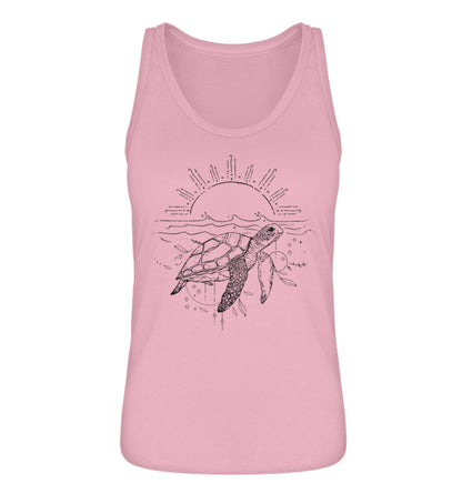 VISUALMOTIVATION - Organic Frauen Tanktop ST/ST - Motiv: Turtle, Lineart, Boho. Shirtfarbe: Cotton Pink-6883