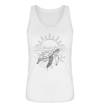 VISUALMOTIVATION - Organic Frauen Tanktop ST/ST - Motiv: Turtle, Lineart, Boho. Shirtfarbe: White-3