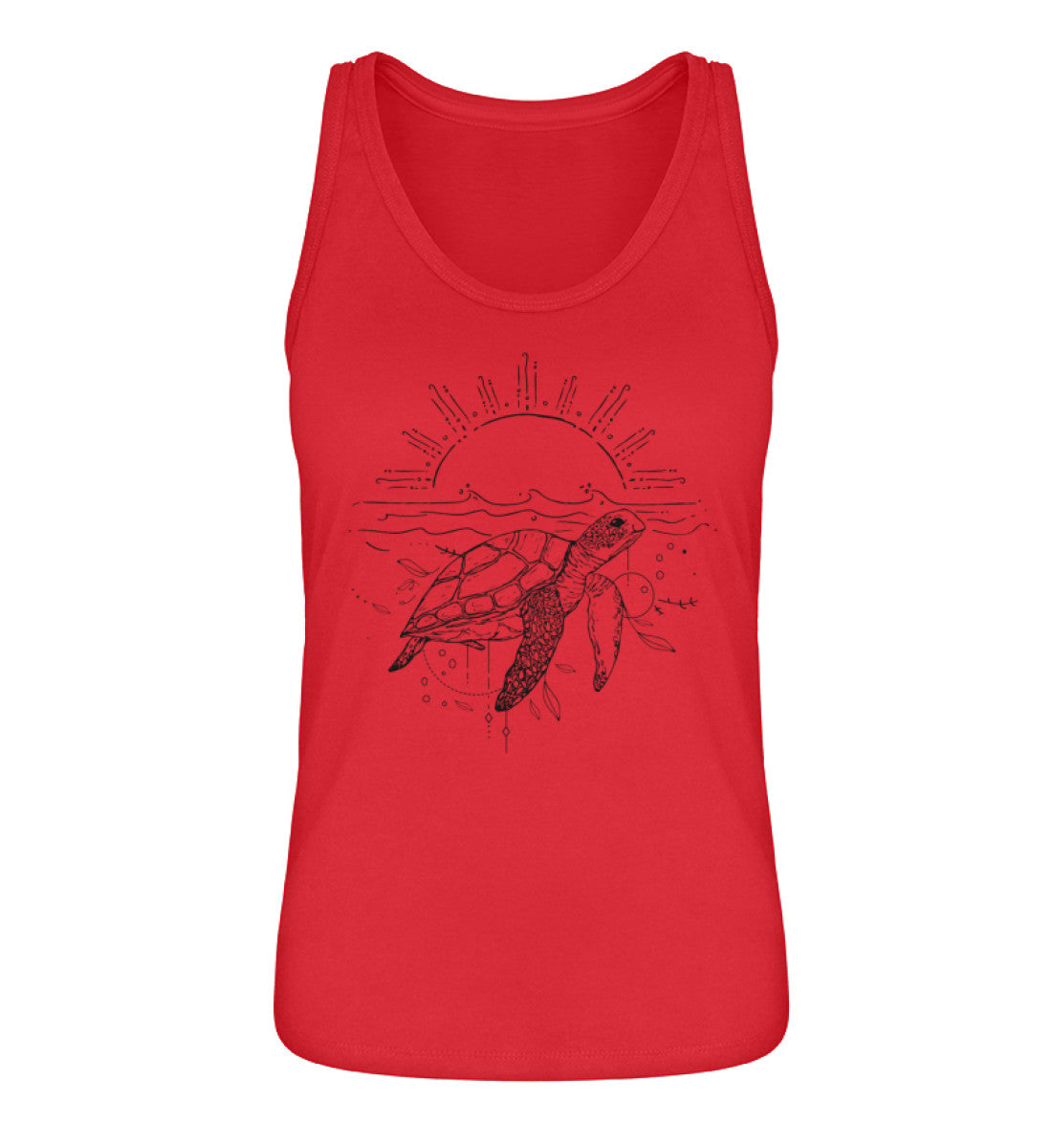 VISUALMOTIVATION - Organic Frauen Tanktop ST/ST - Motiv: Turtle, Lineart, Boho. Shirtfarbe: Red-6973