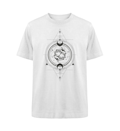 Visualmotviation - Unisex Freestyler Heavy Oversized T-Shirt aus 100% Bio-Baumwolle mit Linart-Motiv und Koi. Shirtfarbe: White-3